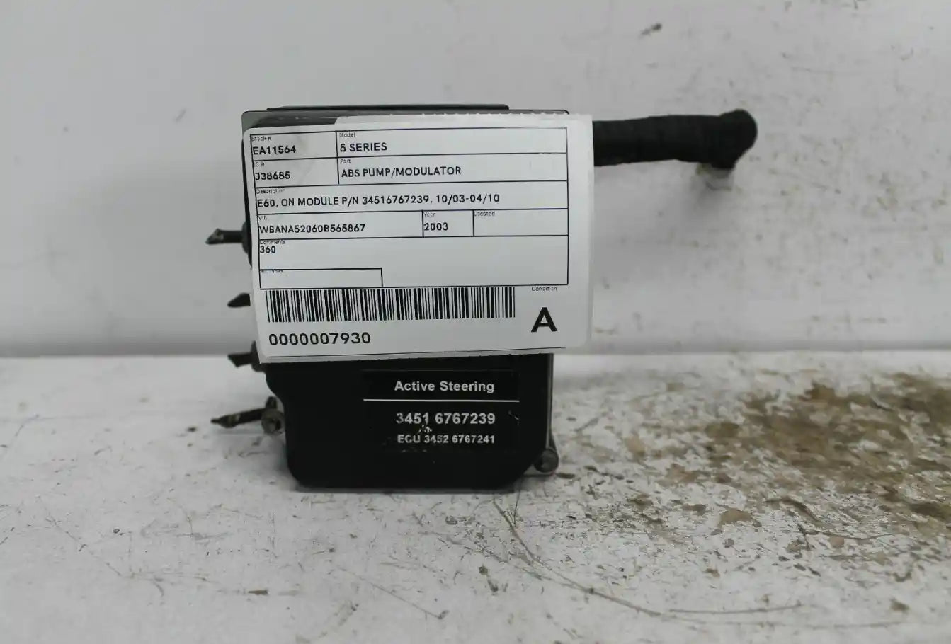 BMW, 5 Series Abs Pump/Modulator E60 On Module P/N 34516767239 10/03 04/10