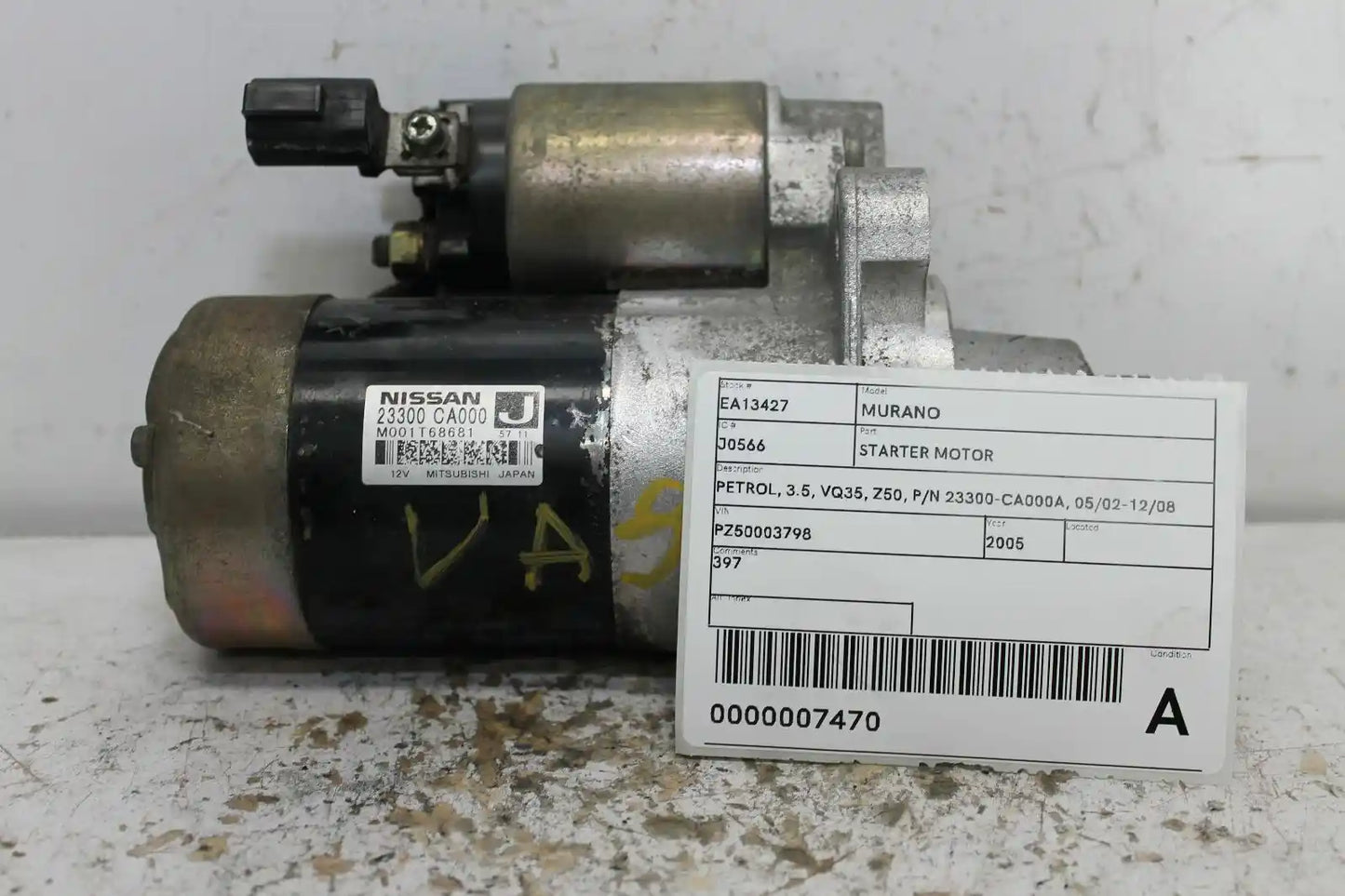 Nissan, Murano Starter Motor Petrol 3.5 Vq35 Z50 P/N 23300 Ca000A 05/02 12/08