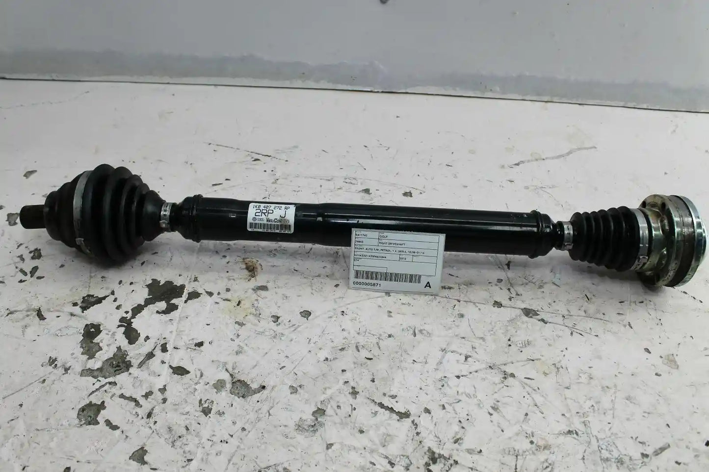 Volkswagen, Golf Right Driveshaft Front Auto T/M Petrol 1.4 Gen 6 10/08 01/16