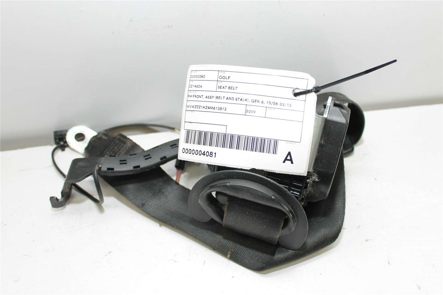 Volkswagen, Golf Seat Belt Rh Front Assy (Belt And Stalk) Gen 6 10/08 03/13