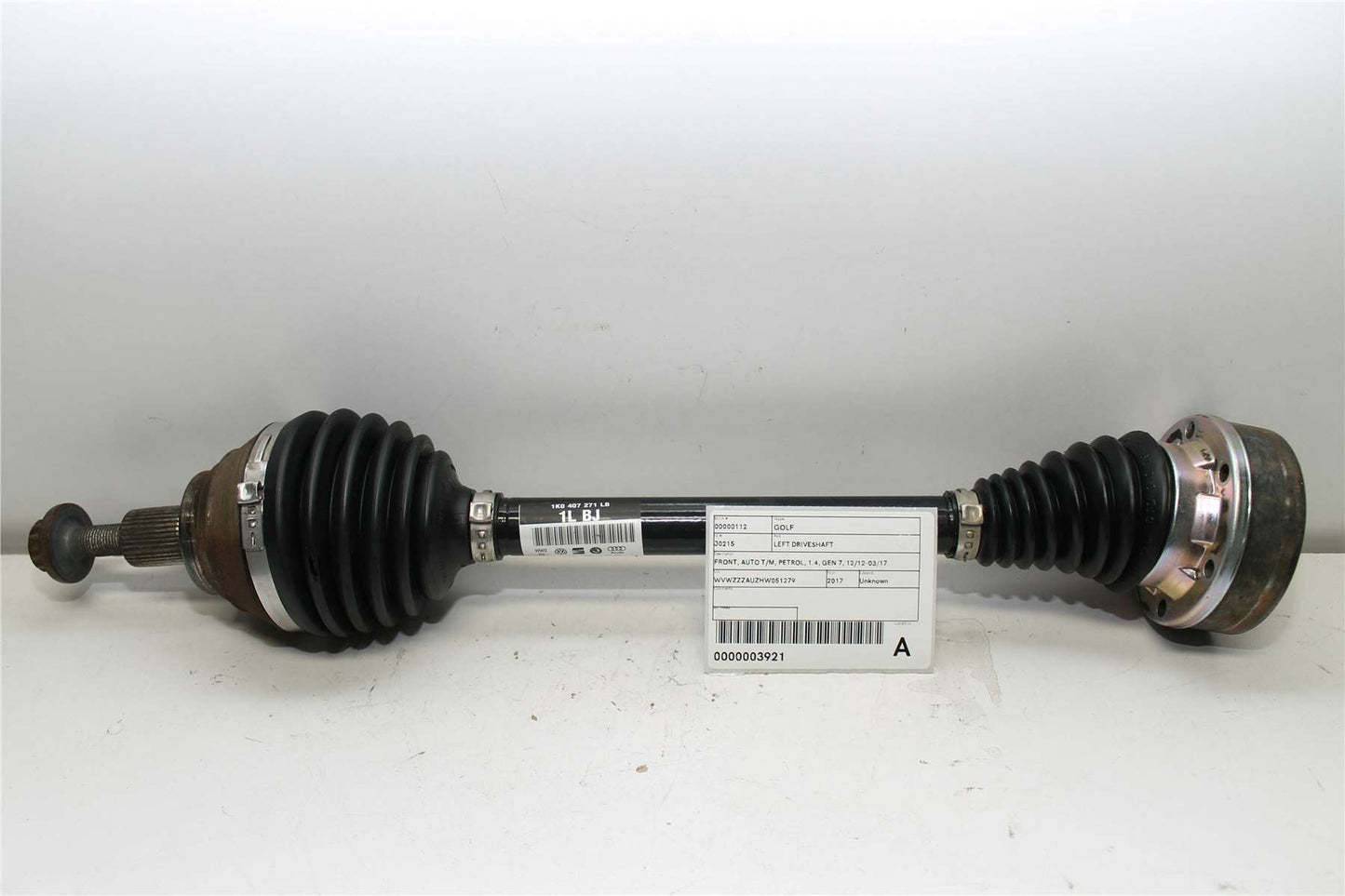 Volkswagen, Golf Left Driveshaft Front Auto T/M Petrol 1.4 Gen 7 12/12 03/17
