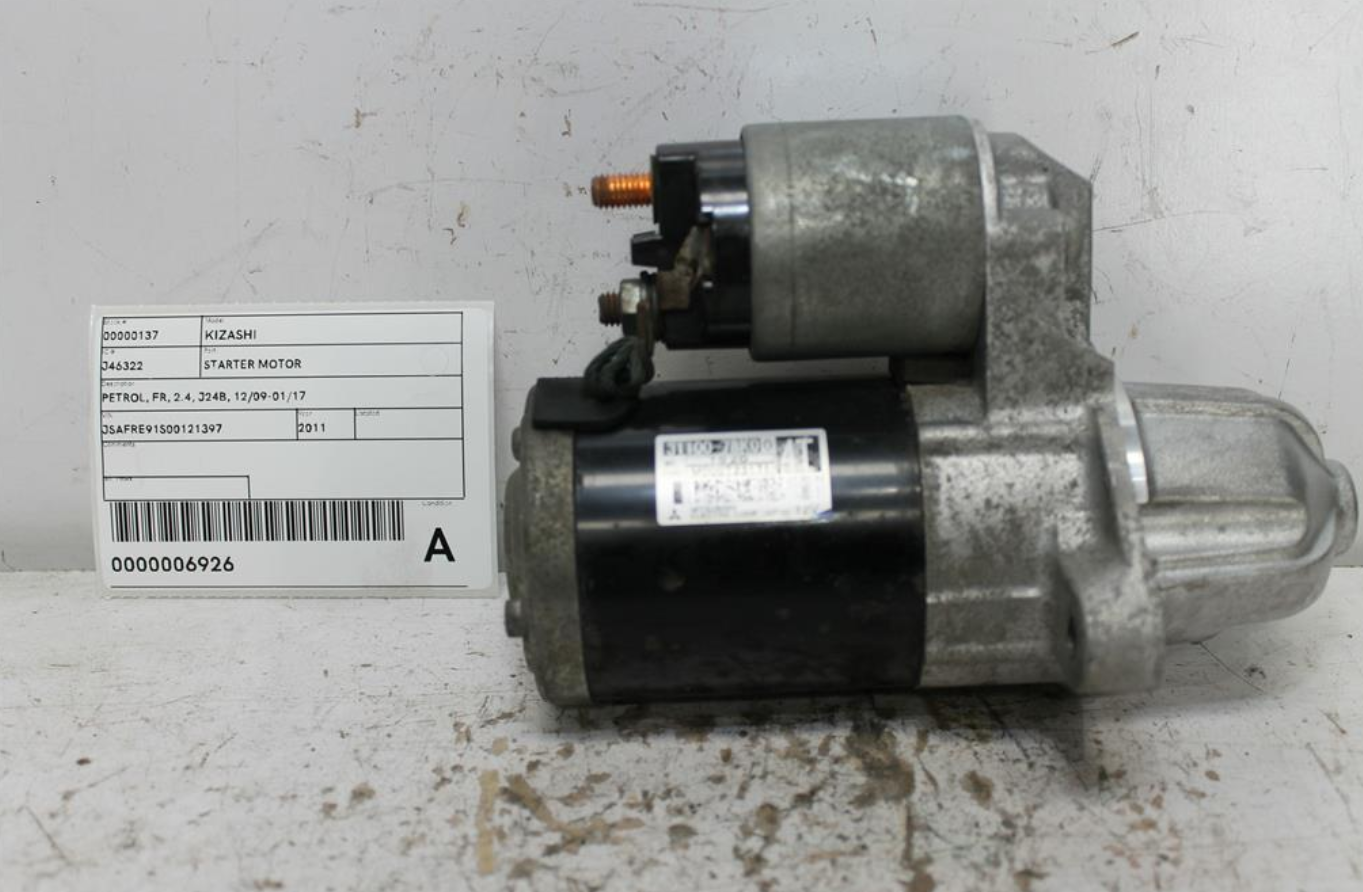 Suzuki, Kizashi Starter Motor Petrol Fr 2.4 J24B 12/09 01/17