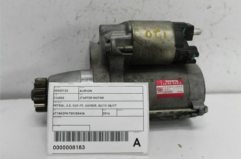 Toyota, Aurion Starter Motor Petrol 3.5 2Gr Fe Gsv50R 02/12 08/17