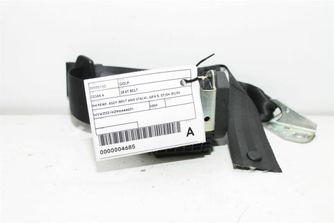 Volkswagen, Golf Seat Belt Rh Rear Assy (Belt And Stalk) Gen 6 10/08 03/13