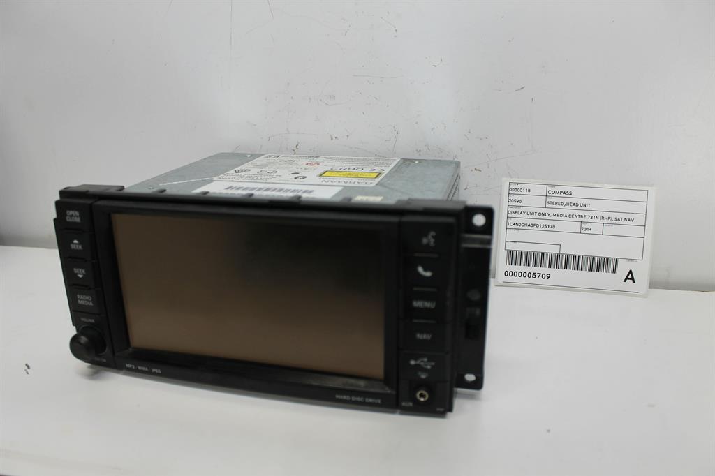Jeep, Compass Stereo/Head Unit Display Unit Only Media Centre 731N (Rhp) Sat Nav Type Mk 07/11 12/16
