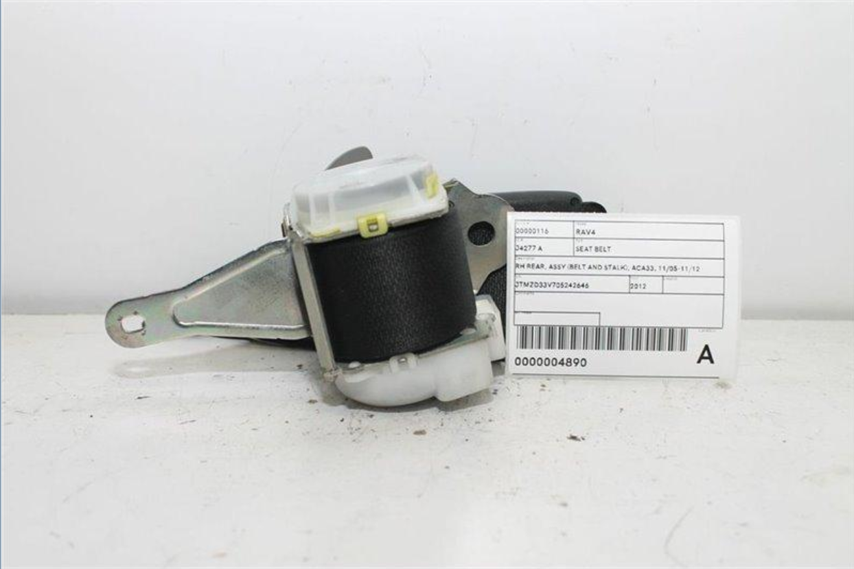 Toyota, Rav4 Seat Belt Rh Rear Assy (Belt And Stalk) Aca33 11/05 11/12