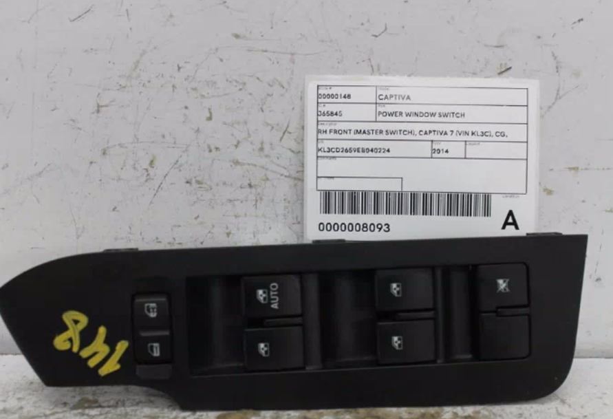 Holden, Captiva Power Window Switch Rh Front (Master Switch) Captiva 7 (Vin Kl3C) Cg 01/14 06/18