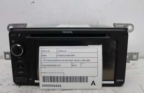 Toyota, Corolla Stereo/Head Unit 6.1In Touchscreen (P/N On Face 100181) Zre182R Hatch 10/12 03/15