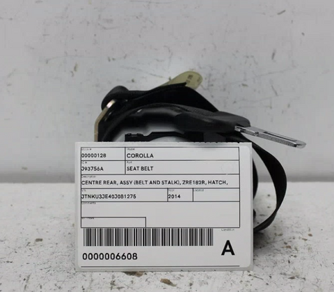 Toyota, Corolla Seat Belt Centre Rear Assy (Belt And Stalk) Zre182R Hatch 10/12 03/15