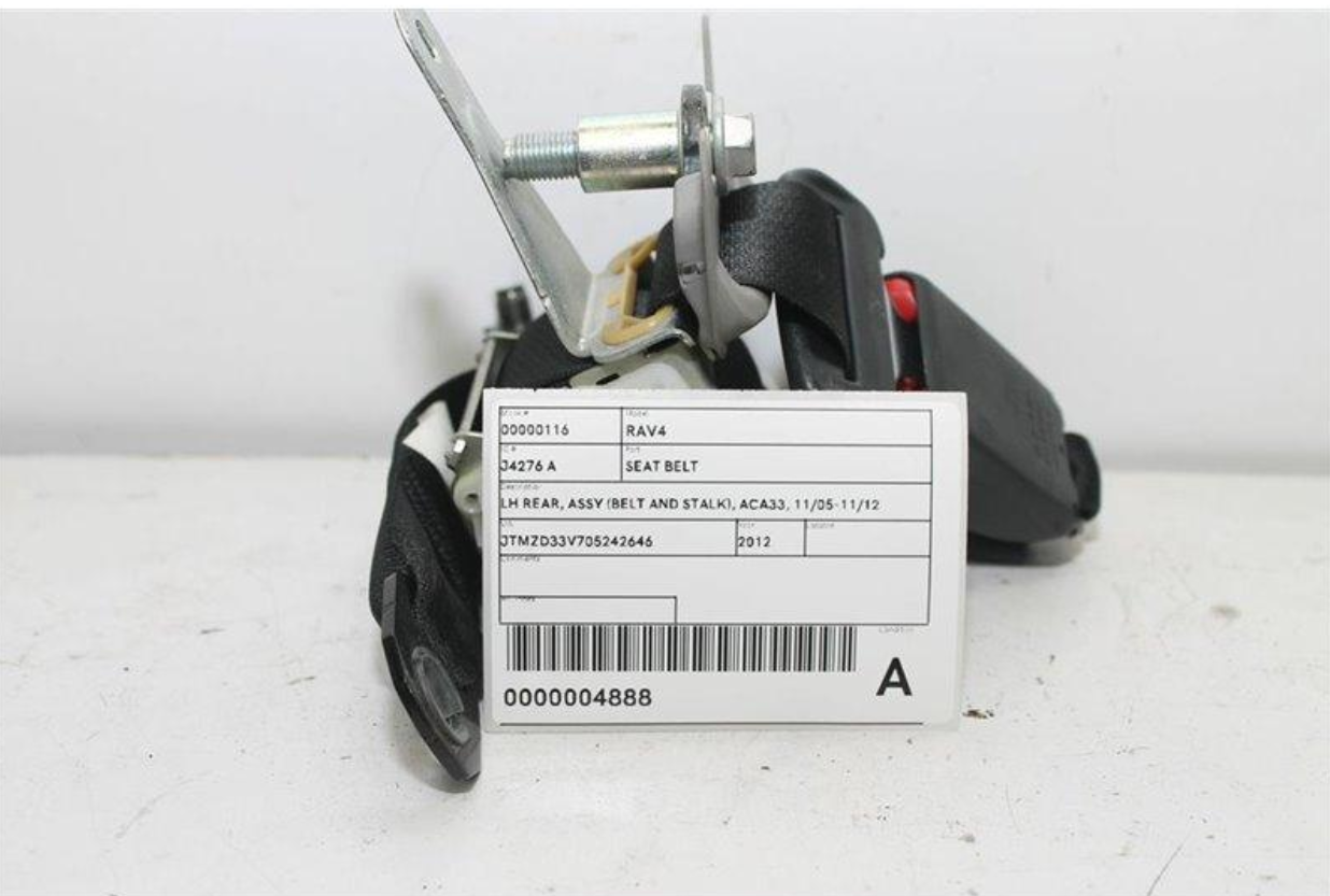Toyota, Rav4 Seat Belt Lh Rear Assy (Belt And Stalk) Aca33 11/05 11/12