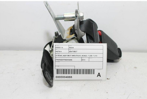 Toyota, Rav4 Seat Belt Lh Rear Assy (Belt And Stalk) Aca33 11/05 11/12