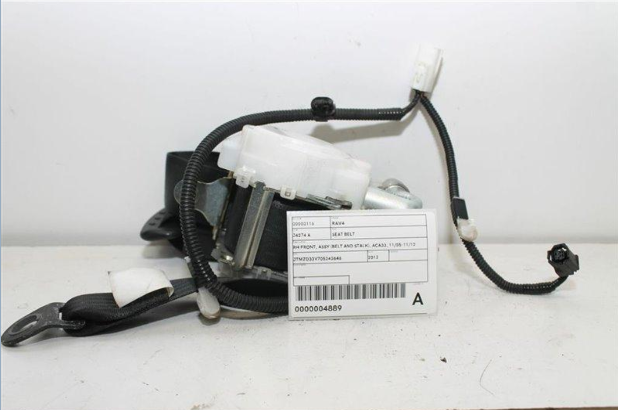 Toyota, Rav4 Seat Belt Rh Front Assy (Belt And Stalk) Aca33 11/05 11/12