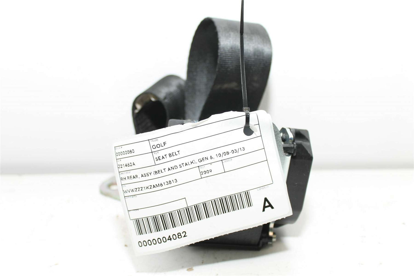 Volkswagen, Golf Seat Belt Rh Rear Assy (Belt And Stalk) Gen 6 10/08 03/13