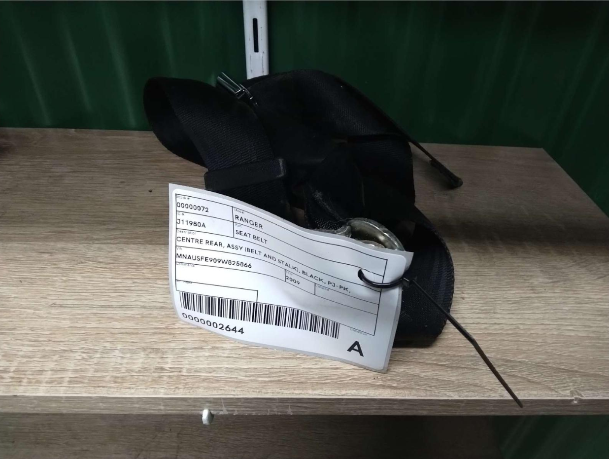 Ford, Ranger Seat Belt Centre Rear Assy (Belt And Stalk) Black Pj Pk Extra/Dual Cab 12/06 06/11