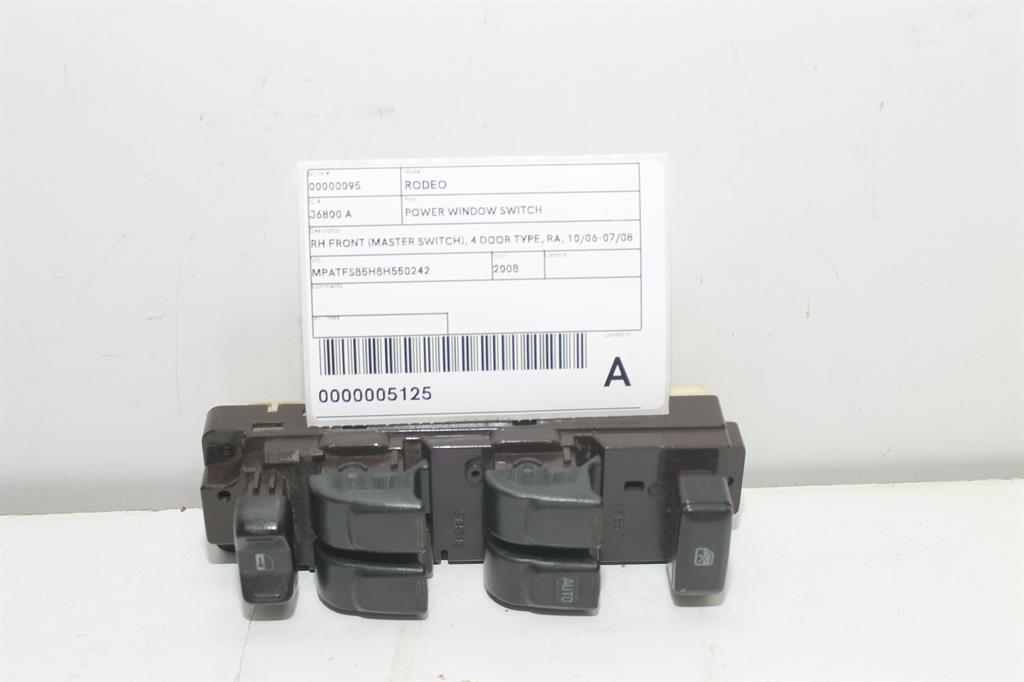Holden, Rodeo Power Window Switch Rh Front (Master Switch) 4 Door Type Ra 10/06 07/08