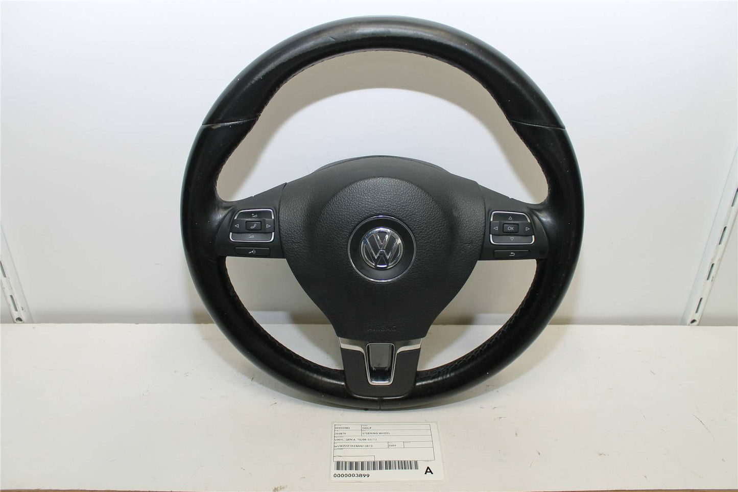 Volkswagen, Golf Steering Wheel Leather Standard Non Paddle Shift Type Gen 6 10/08 01/16