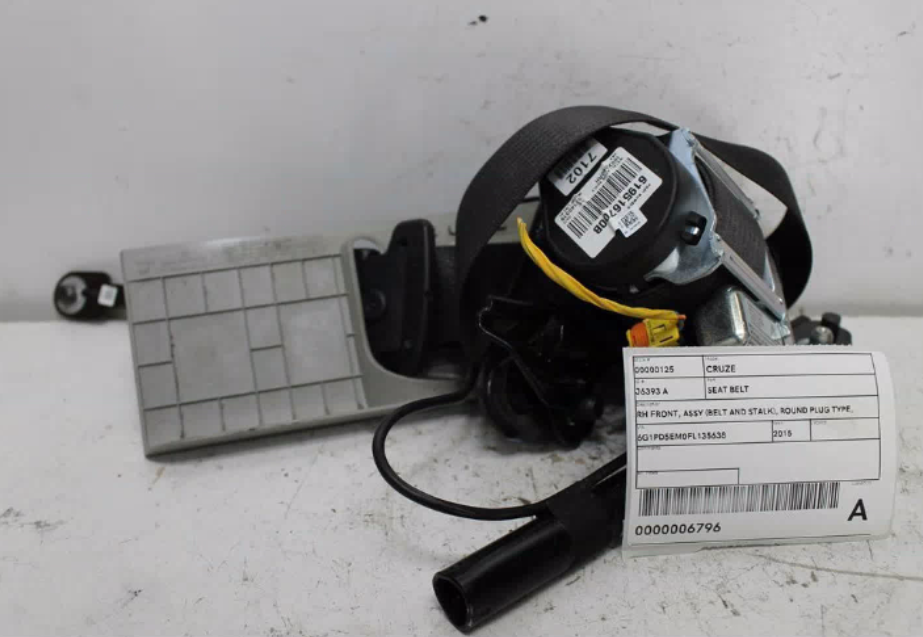 Holden, Cruze Seat Belt Rh Front Assy (Belt And Stalk) Round Plug Type Hatch/Sedan/Wagon Jh 01/15 01/17
