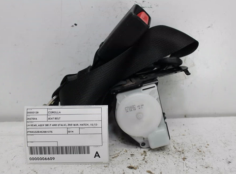 Toyota, Corolla Seat Belt Lh Rear Assy (Belt And Stalk) Zre182R Hatch 10/12 03/15