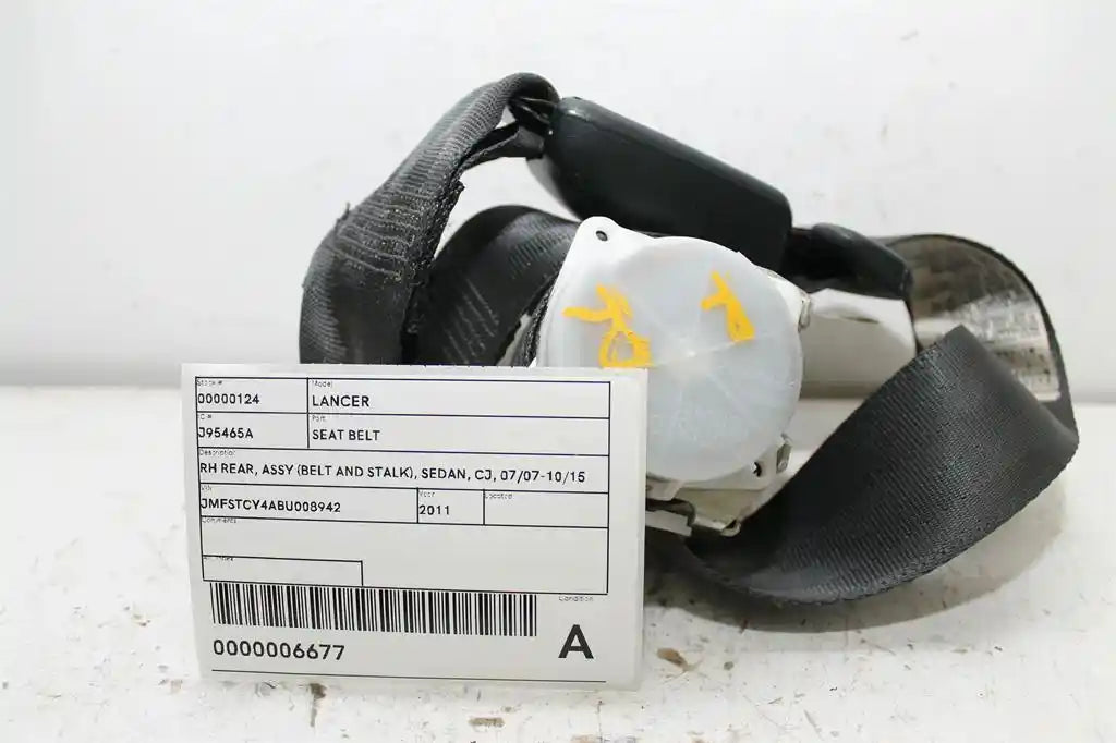 Mitsubishi, Lancer Seat Belt Rh Rear Assy (Belt And Stalk) Sedan Cj 07/07 10/15