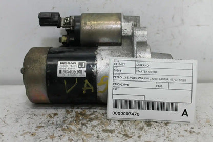 Nissan, Murano Starter Motor Petrol 3.5 Vq35 Z50 P/N 23300 Ca000A 05/02 12/08
