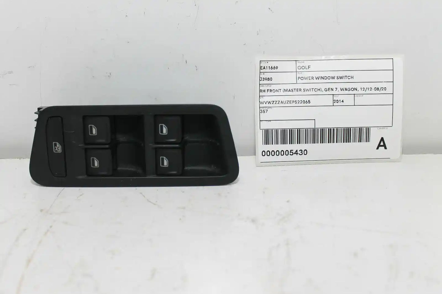 Volkswagen, Golf Power Window Switch Rh Front (Master Switch) Gen 7 Wagon 12/12 08/20