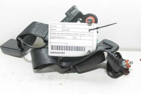 Kia, Rio Seat Belt Rh Rear Assy (Belt And Stalk) Hatch Ub 08/11 11/16