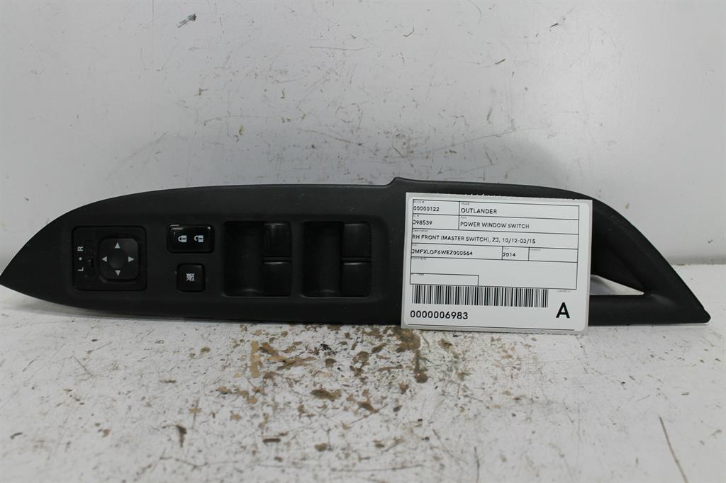Mitsubishi, Outlander Power Window Switch Rh Front (Master Switch) Zj 10/12 03/15