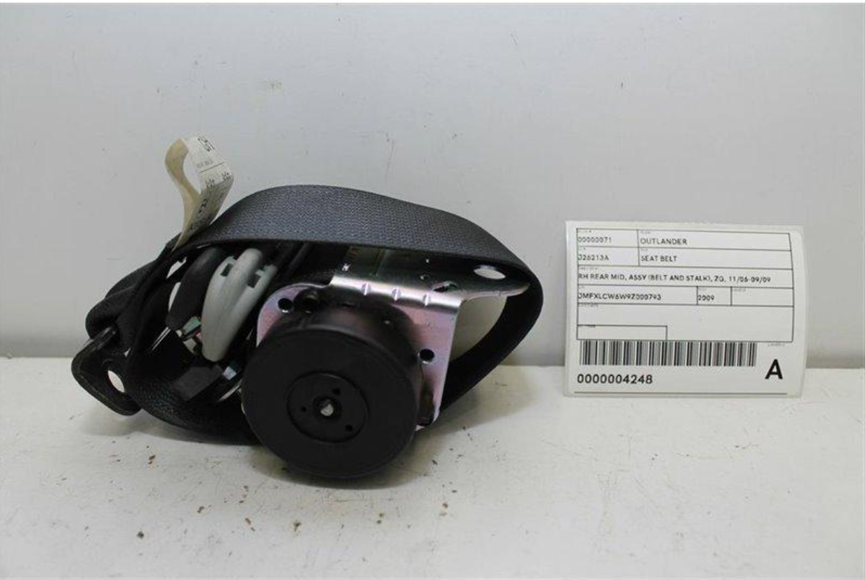 Mitsubishi, Outlander Seat Belt Rh Rear Mid Assy (Belt And Stalk) Zg 11/06 09/09