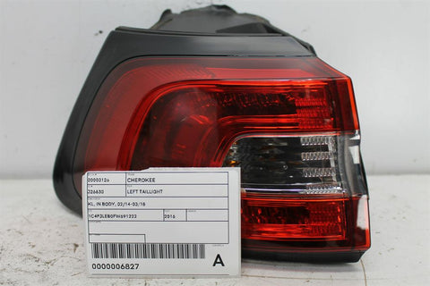 Jeep, Cherokee Left Taillight Kl In Body 02/14 03/18