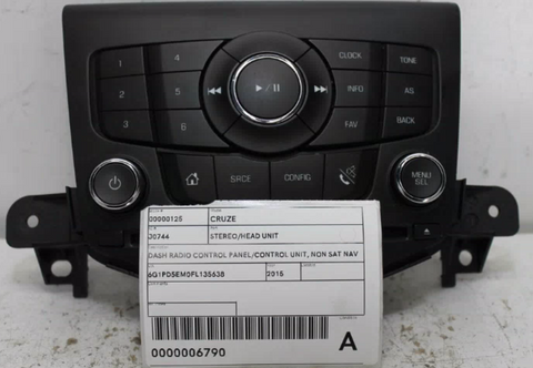 Holden, Cruze Stereo/Head Unit Dash Radio Control Panel/Control Unit Non Sat Nav Type Gloss Black Face Jh 03/11 01/17