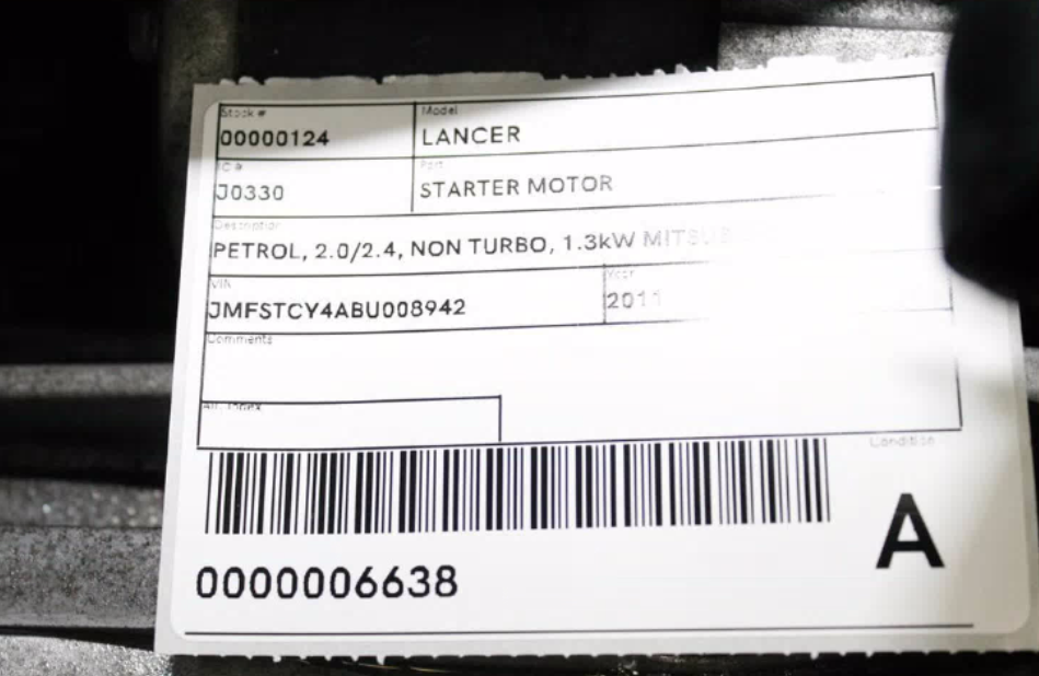 Mitsubishi, Lancer Starter Motor Petrol 2.0/2.4 Non Turbo 1.3Kw Mitsubishi M000T38771 Cj 11/10 10/15