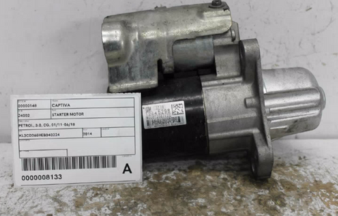 Holden, Captiva Starter Motor Petrol 3.0 Cg 01/11 06/18