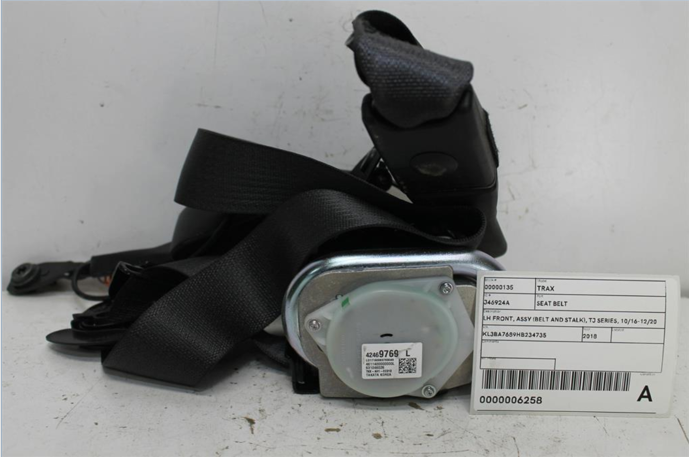 Holden, Trax Seat Belt Lh Front Assy (Belt And Stalk) Tj Series 10/16 12/20