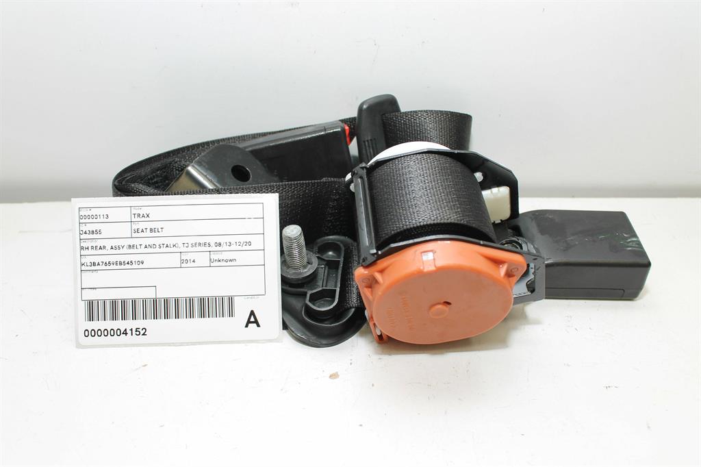 Holden, Trax Seat Belt Rh Rear Assy (Belt And Stalk) Tj Series 08/13 12/20