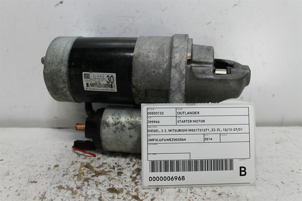 Mitsubishi, Outlander Starter Motor Diesel 2.2 Mitsubishi M001T31371 Zj Zl 10/12 07/21