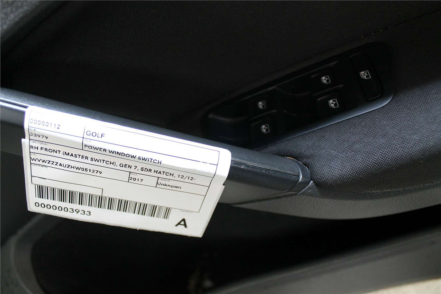 Volkswagen, Golf Power Window Switch Rh Front (Master Switch) Gen 7 5Dr Hatch 12/12 08/20