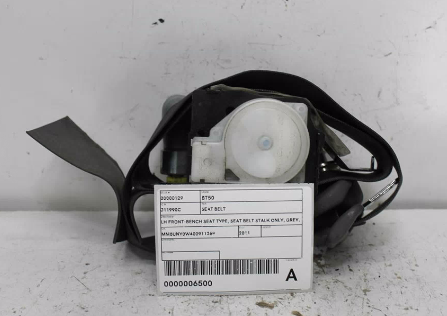 Mazda, Bt50 Seat Belt Lh Front Bench Seat Type Seat Belt Stalk Only Grey Single Cab Un 11/06 09/11