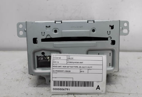 Holden, Cruze Stereo/Head Unit Head Unit Non Sat Nav Type Jh 03/11 01/17